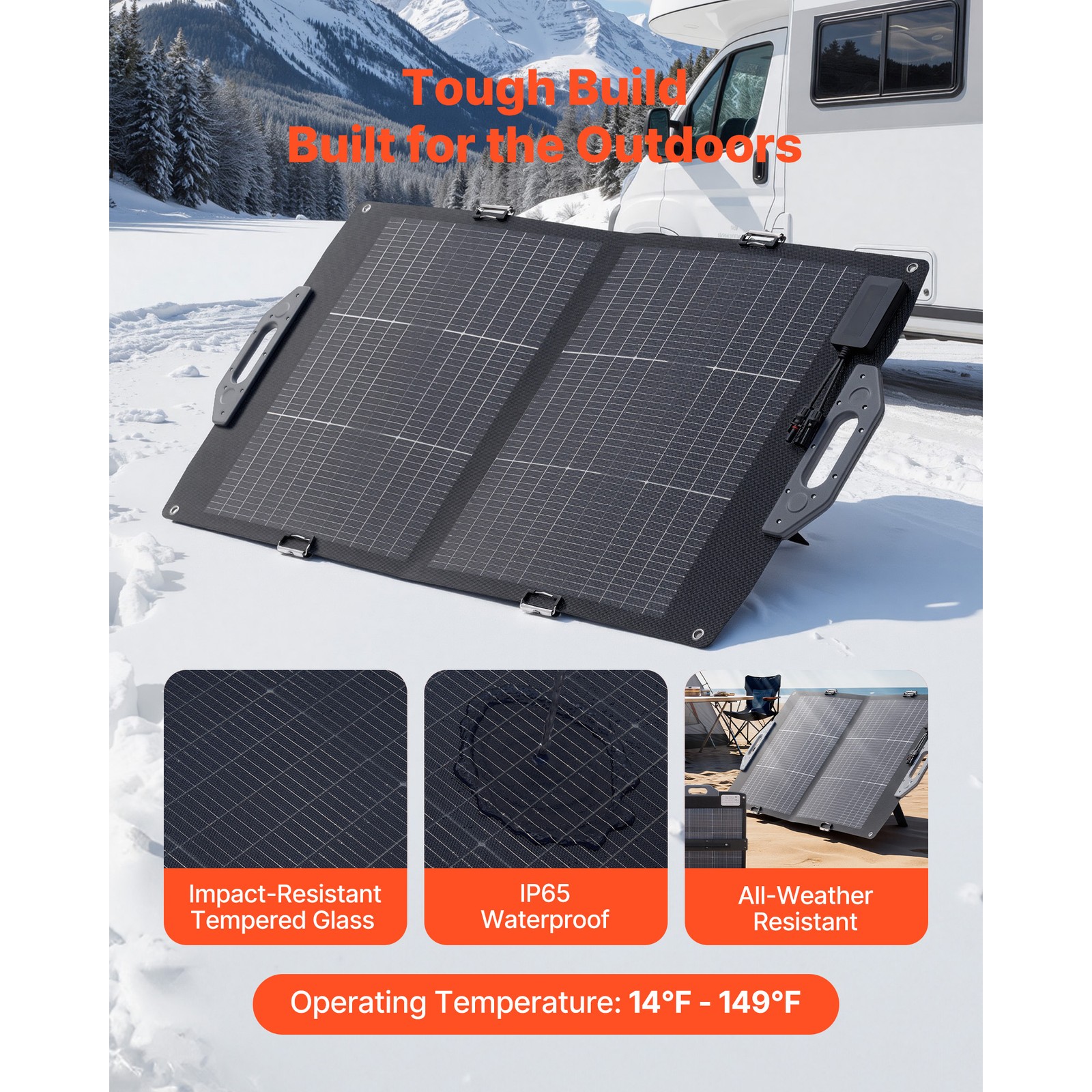 Uimoso 100W Foldable Bifacial Monocrystalline Solar Panel Charger