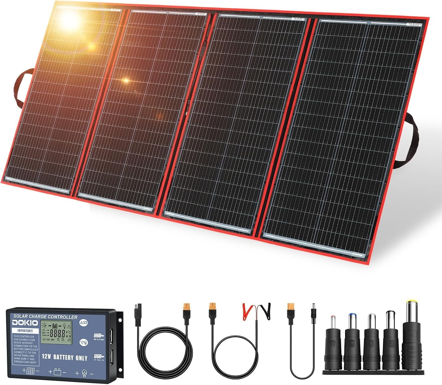 Portable 300W Monocrystalline Solar Charger – Dual USB Ports