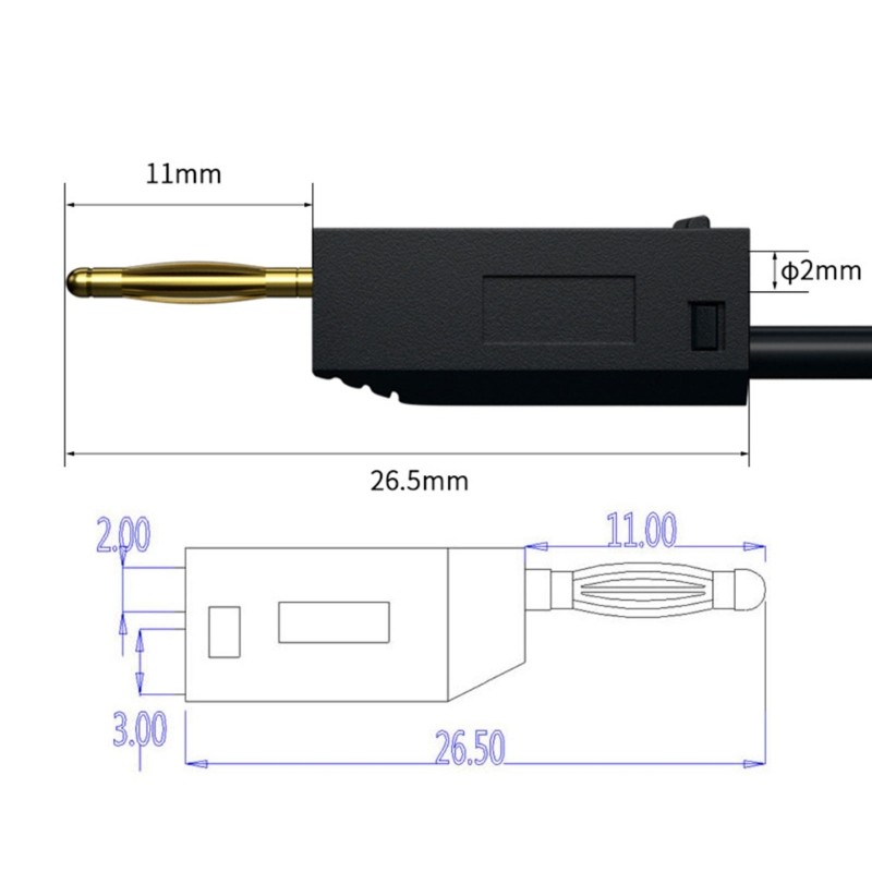 2mm Test Cables with Banana Plugs Flexible & strong Test Leads set for Lab Use