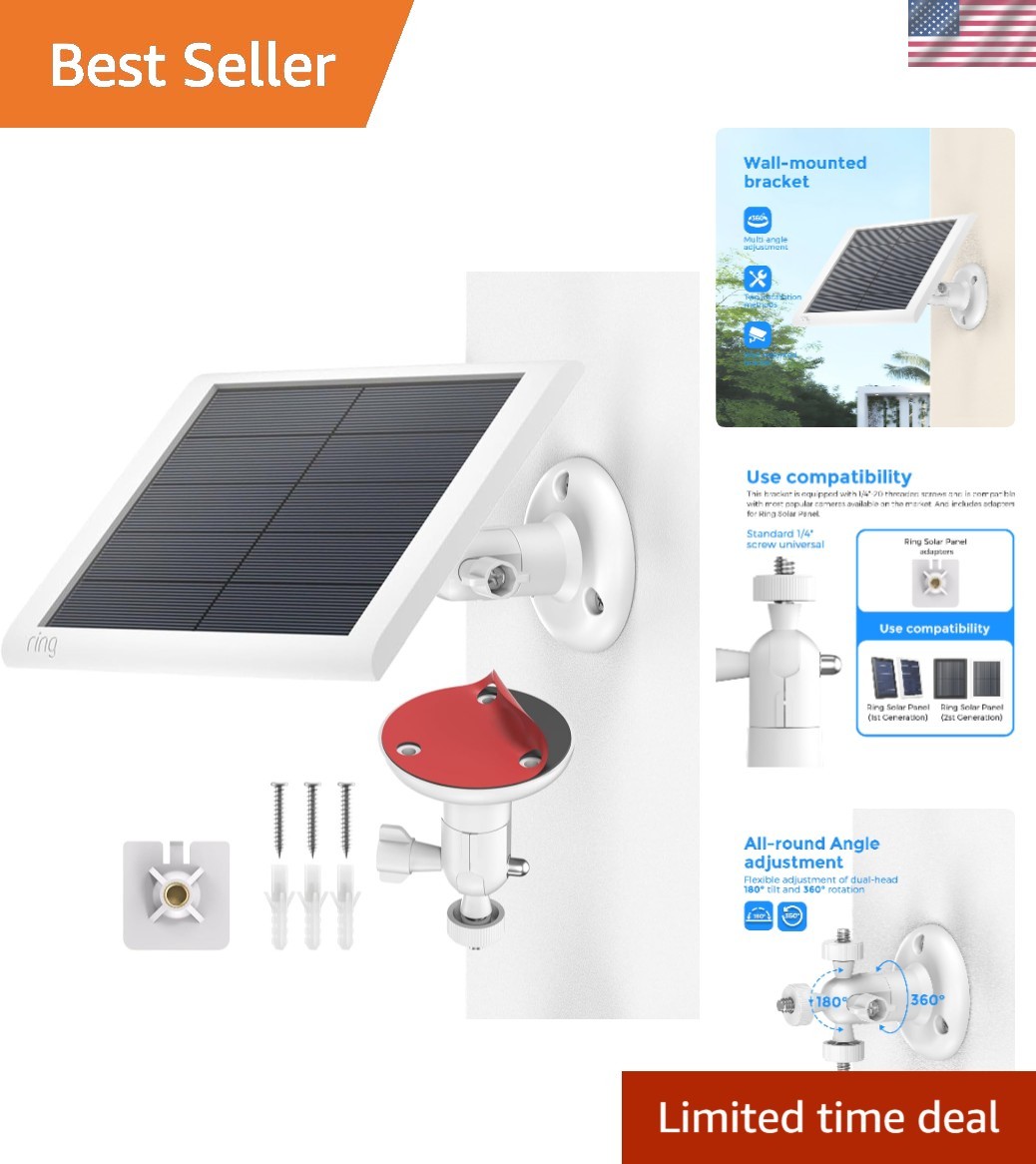 Durable 360° Adjustable Outdoor Solar Panel Mount for Ring – Easy Adhesive Setup
