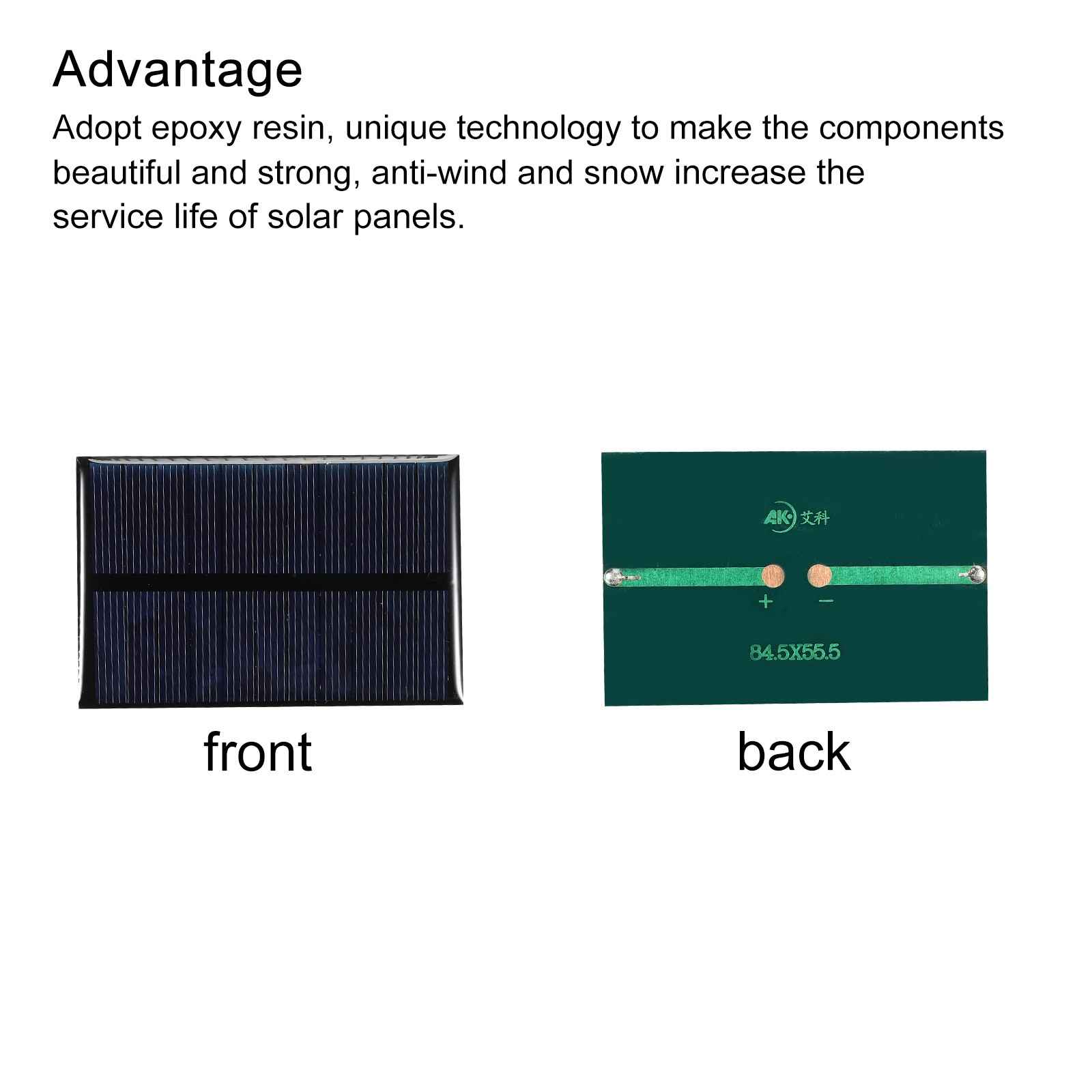 2 x Mini Solar Panel Cell 5.5V 120mA 0.66W 84.5mm x 55.5mm