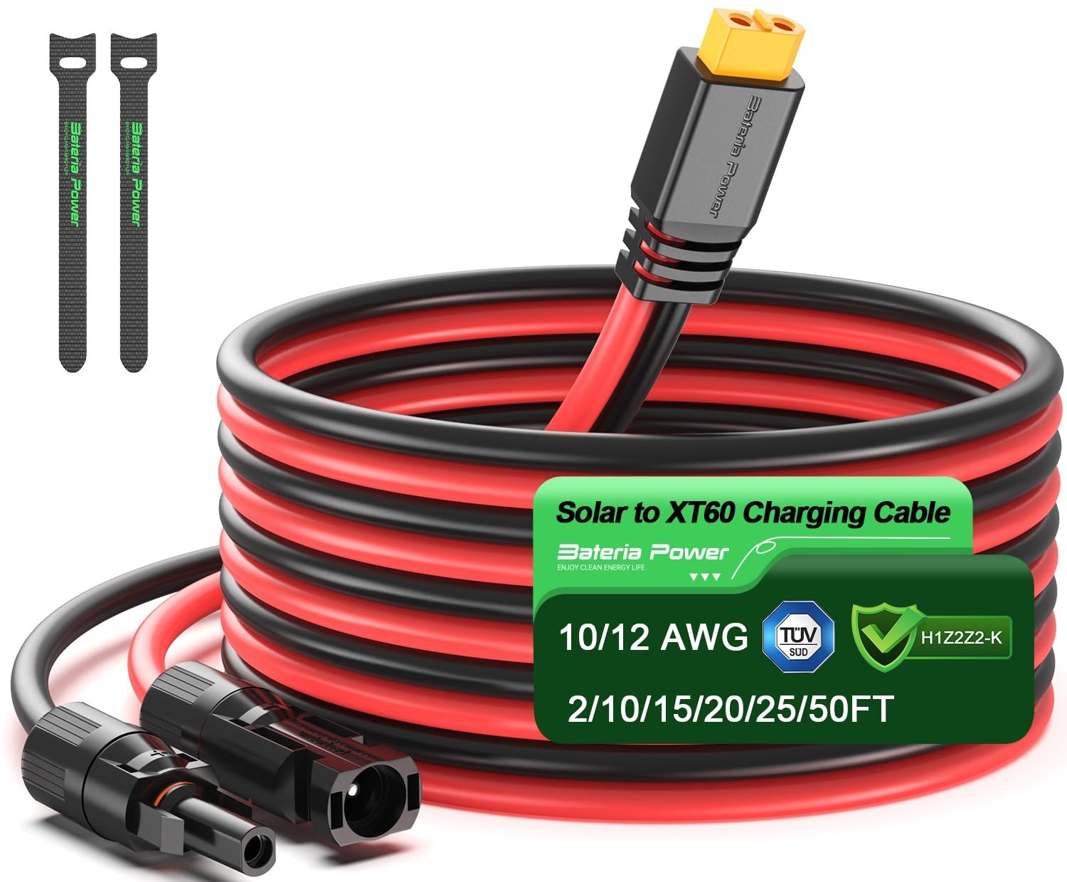 10FT Solar XT60 Extension Cable 12AWG Connector for Power Station, RV & Generato