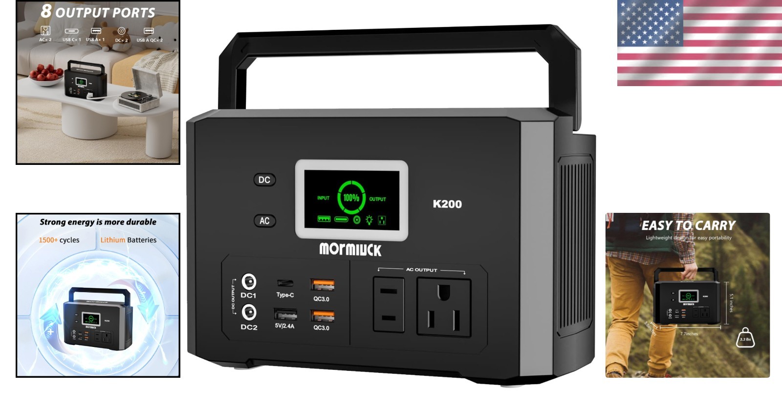 Compact 200W Power Station: Multi-output Convenience for Camping & Emergencies