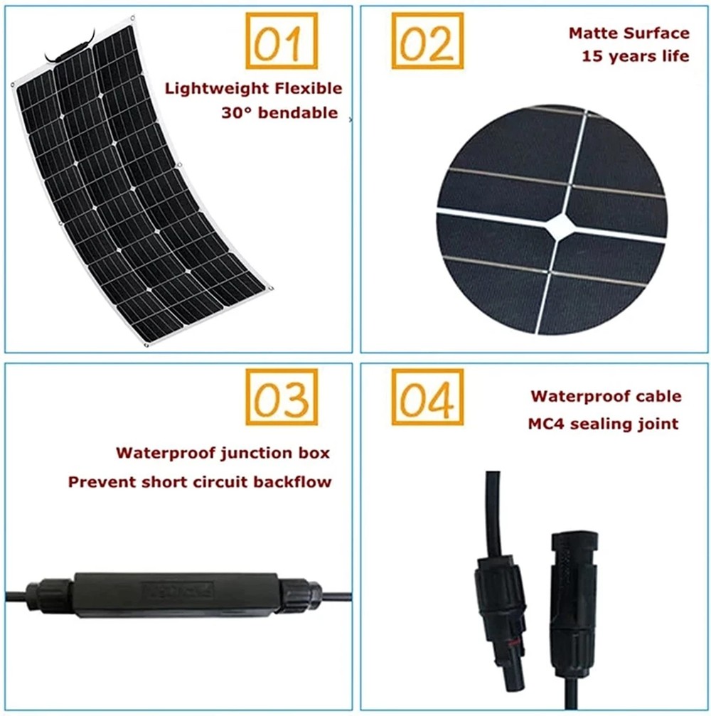 150Watt 300W 600W Flexible Mono Solar Panel 12V Car Boat RV Home Rooftop Roof PV