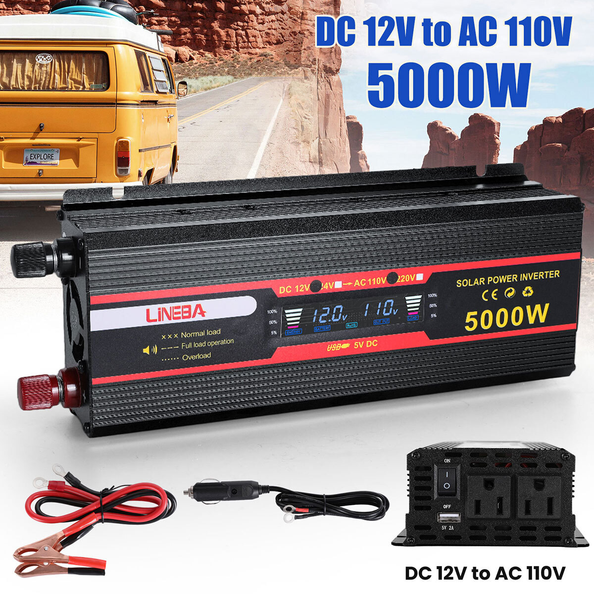 Complete Solar Panel Kit 5000W Inverter & Controller Home 110V Off Grid System