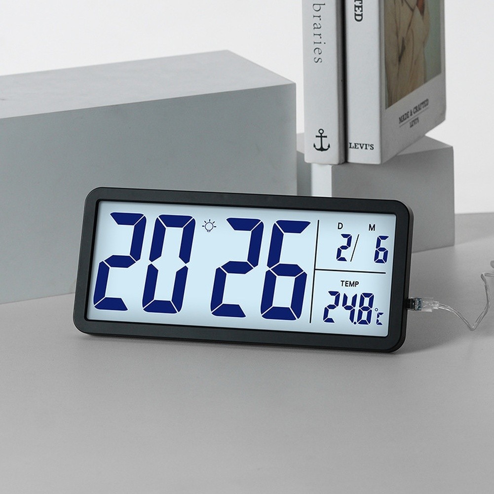 Indoor Climate Digital Wall Clock LCD Nordic Style Temperature Humidity Display