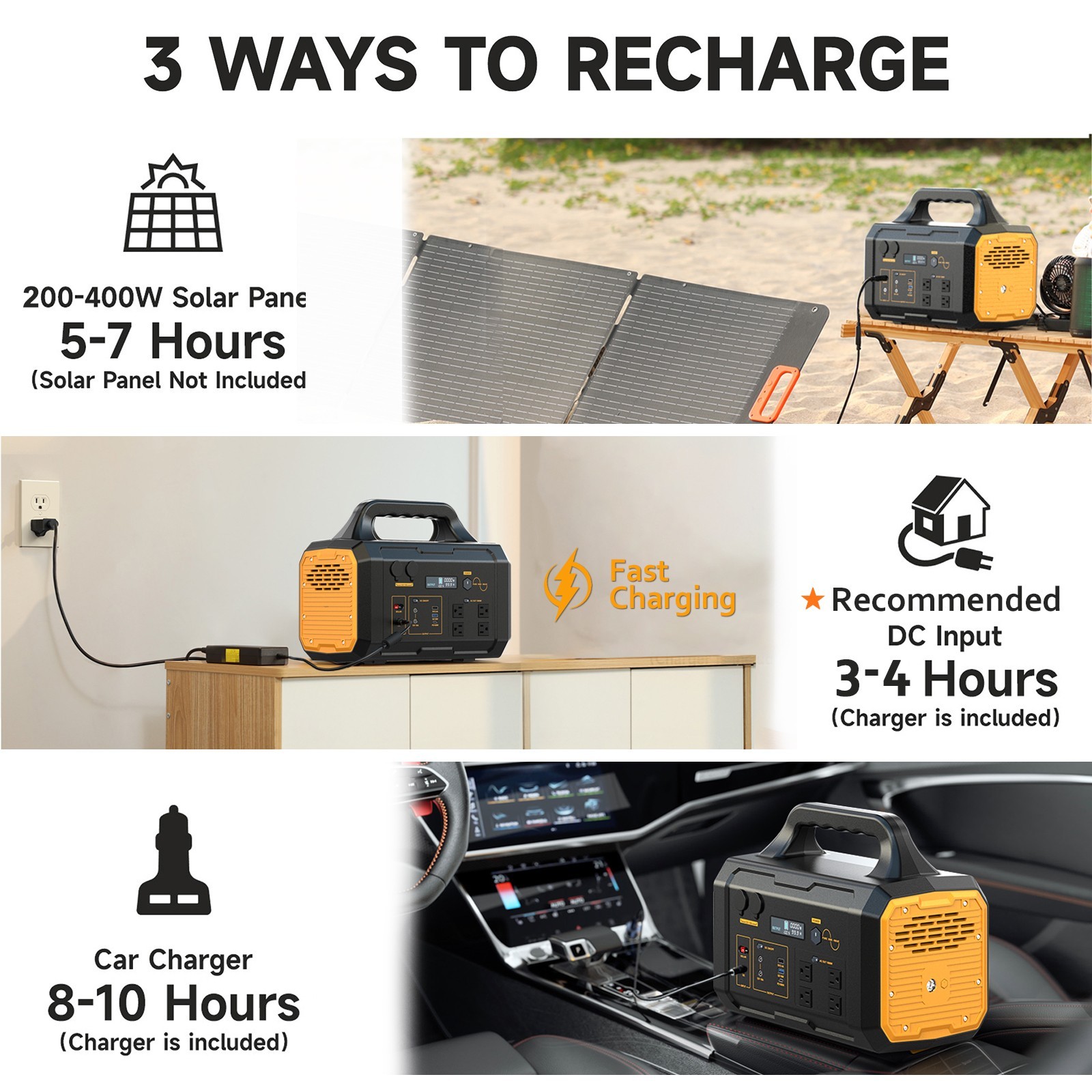 Portable Solar Generator 1024Wh 1000W Power Station+200W Waterproof Solar Panel