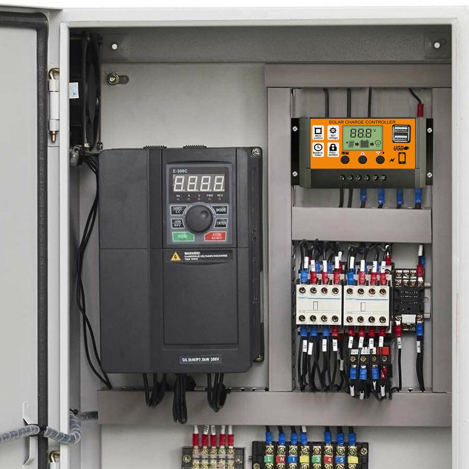 10-90A Solar Panel Regulator Battery Charge Controller LCD Auto Dual USB 12V/24V