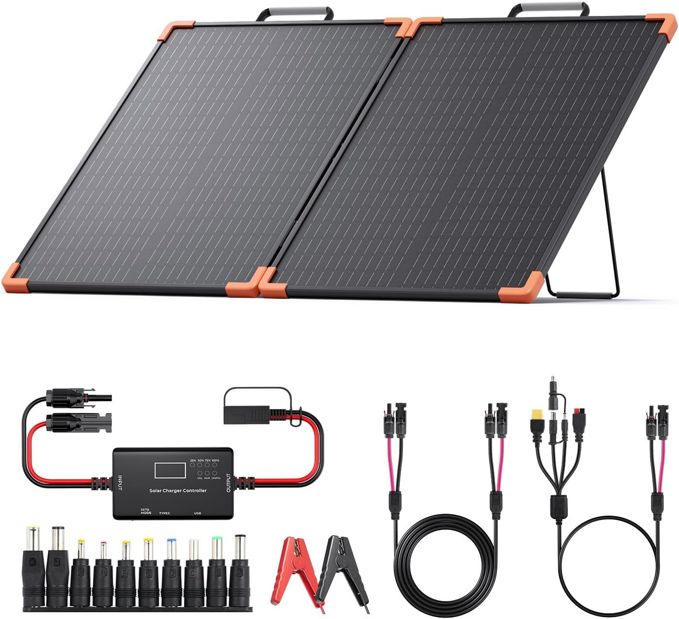 100 Watt Portable Solar Panel with 20A PWM Controller,Camper Essentials,19V Fold