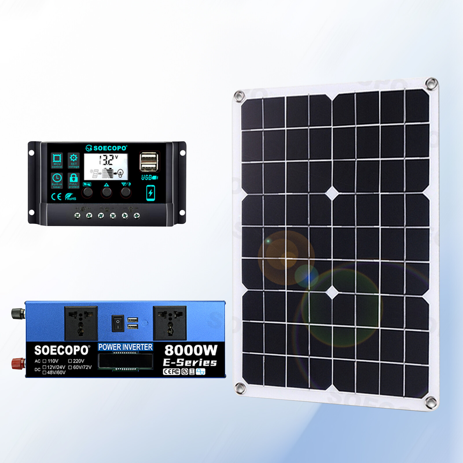 8000w 110v Solar Full Kit Inverter 300W Solar Panel Home 100A Controller System