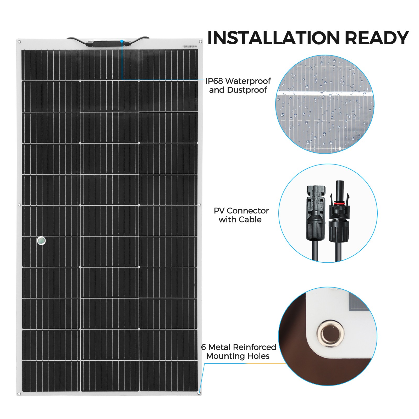 120W Wat Flexible Solar Panel 12V/24V Charging for Home RV Boat Camping Off Grid