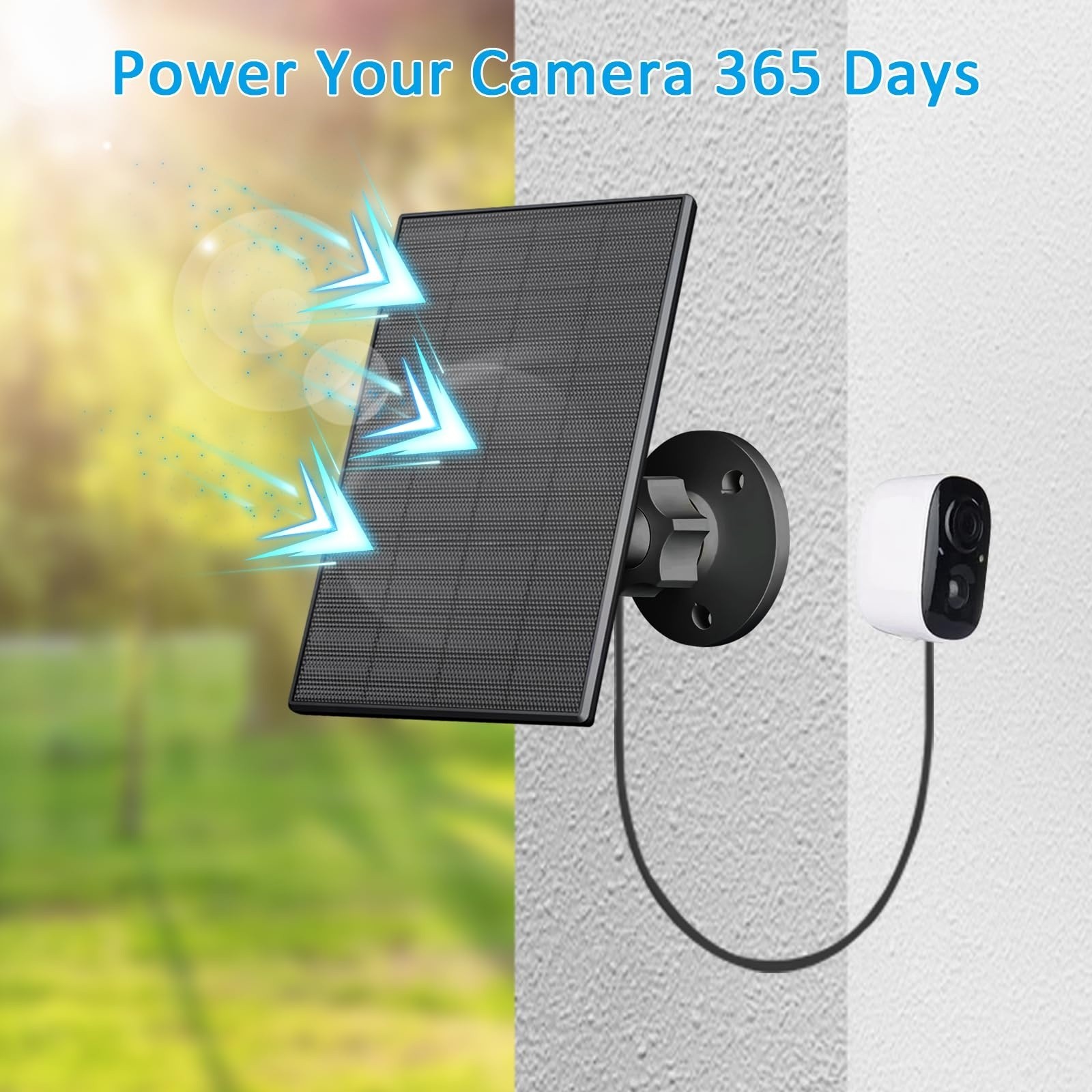 2 Pack 2W Solar Panel for Security Camera USB USB-C IP65 7.2ft Cable Black USNew