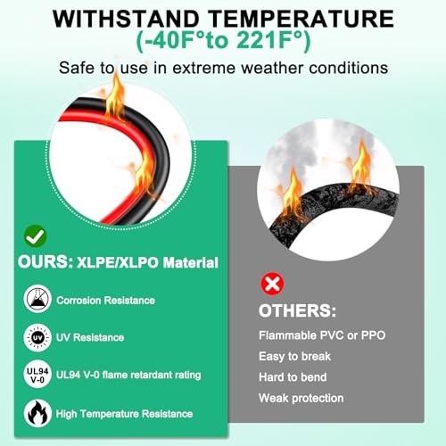 12AWG XT60 Solar Cable 10FT, XT60 Charging Cable 3 15 20 30 40 Black&Red 10