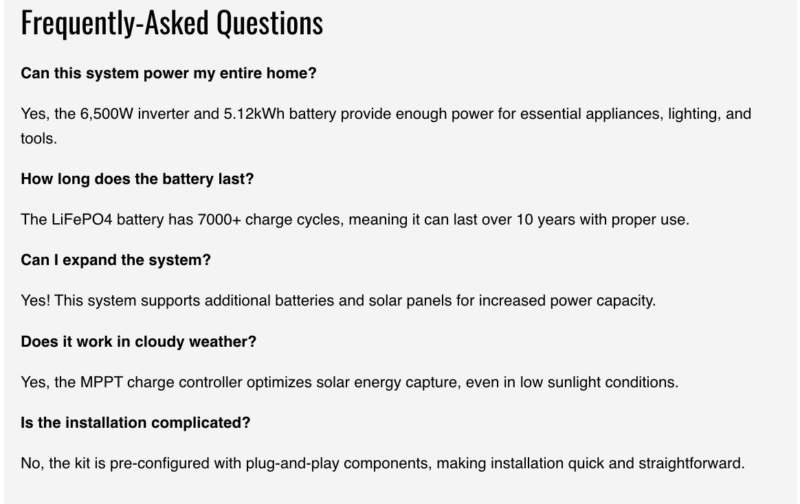 Solar Kit, 6,500W 48VDC 120/240VAC, 5.12 kWh, Lithium Battery, 6 x 370 Watt SP