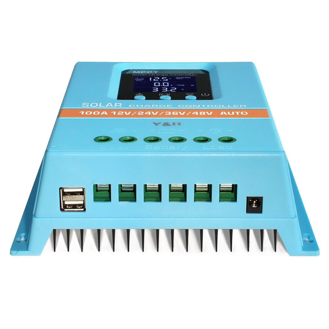 MPPT Solar Charge Controller 60A 80A 100A LCD Display Max 100V Input Dual USB