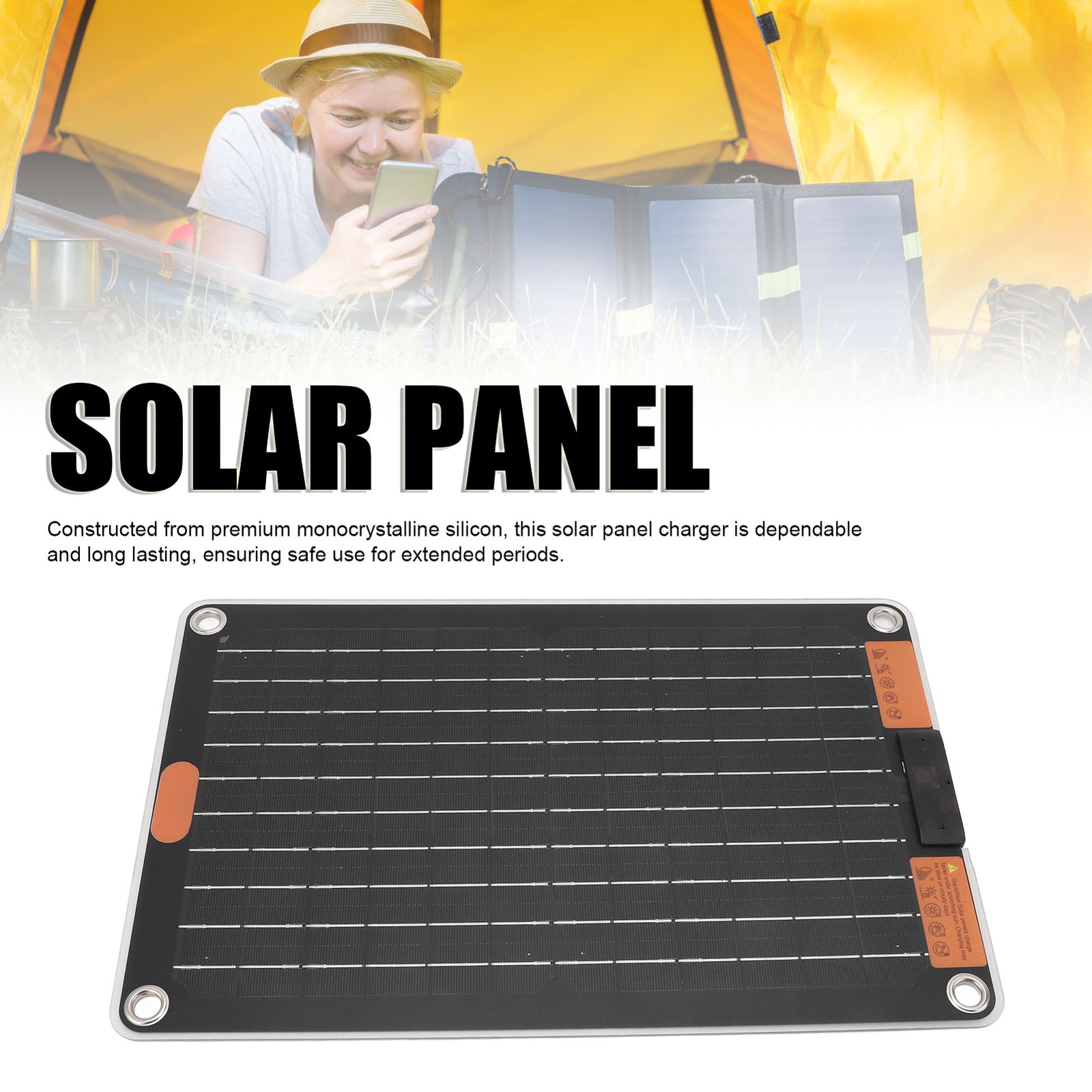 15W 5V 2.5A Solar Panel Battery Charger Monocrystalline Silicon Rain Proof FBIO