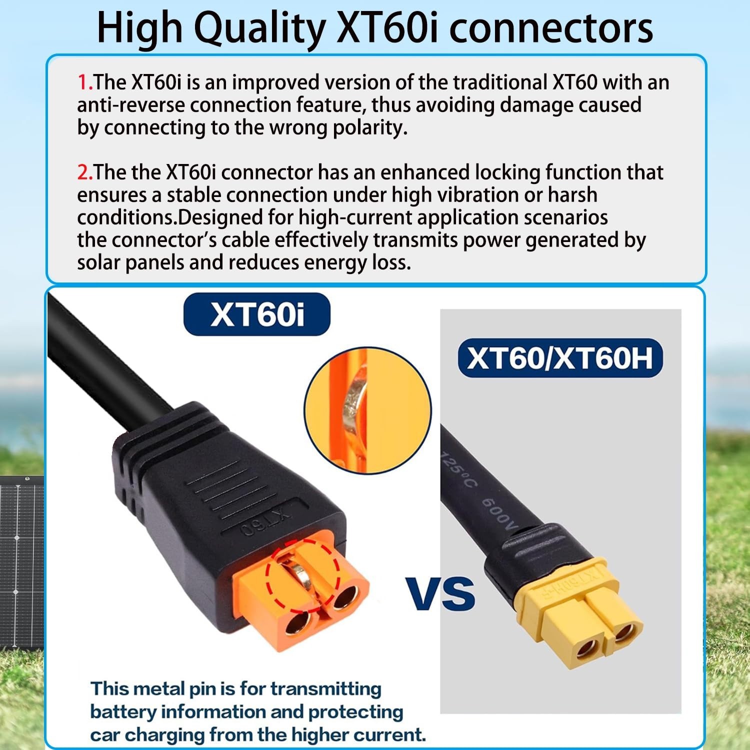 16.5ft XT60i Solar Charging Cable for Portable Power Stations & Generators