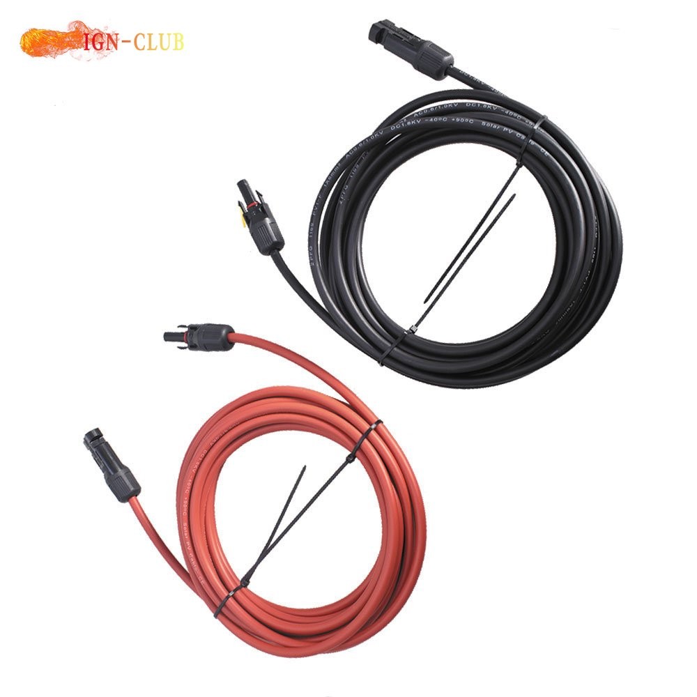 1 Pair 25 Feet Black + Red 12 AWG Solar Panel Extension Cable Wire Connector