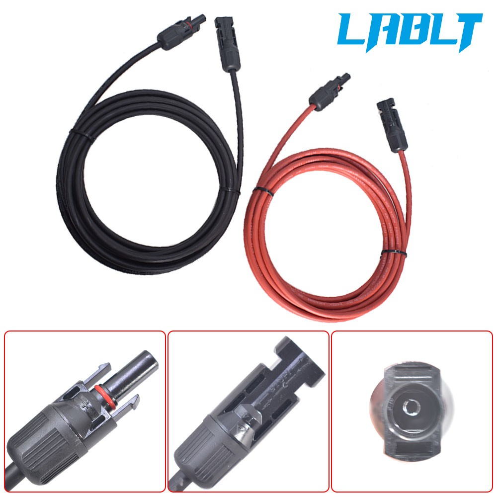 LABLT 10 Feet Solar Panel Extension Cable Wire Connector 12AWG Black And Red