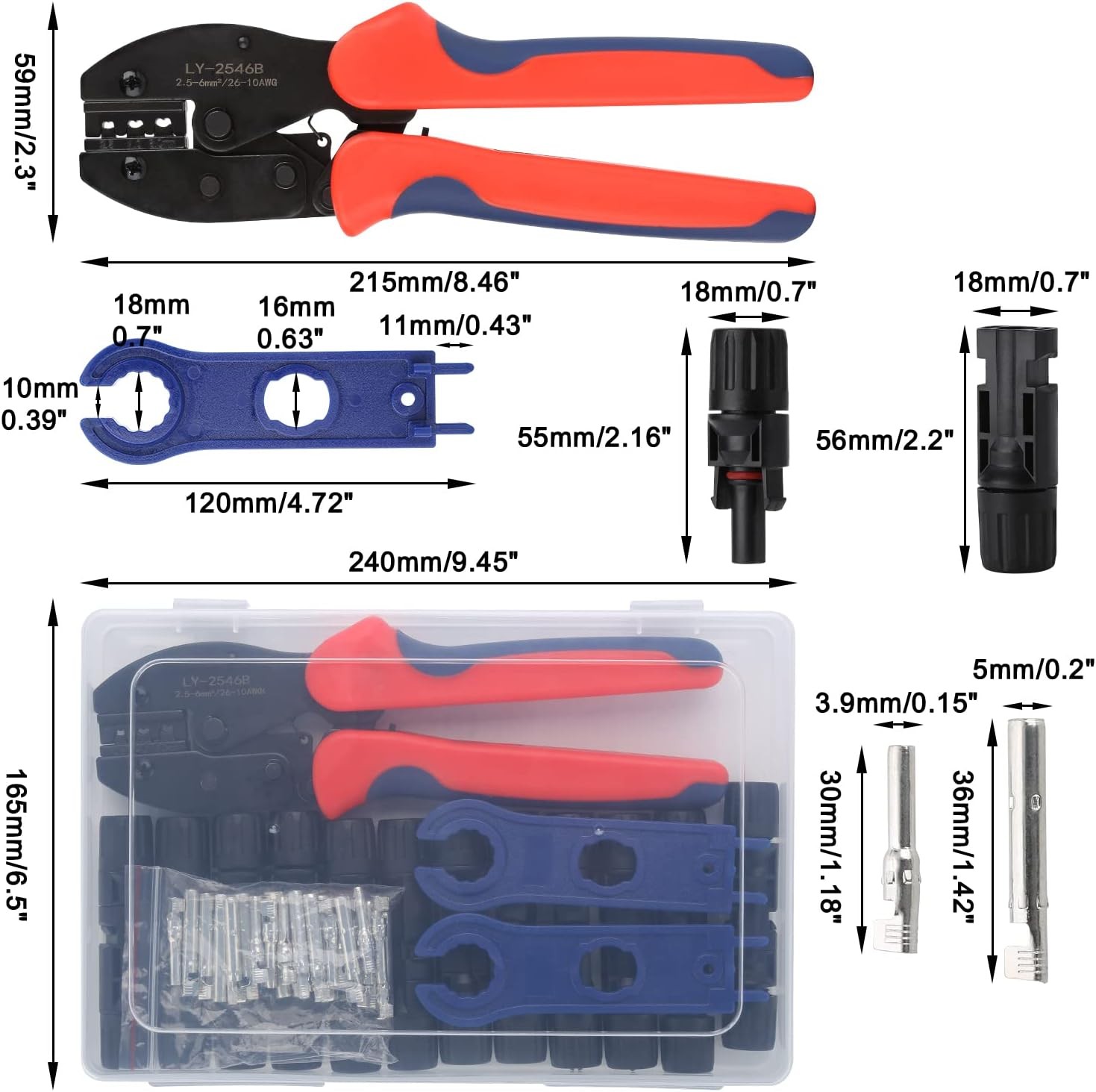 Solar Crimping Tool for Solar Panel Cable with 12 Pairs Solar Connectors