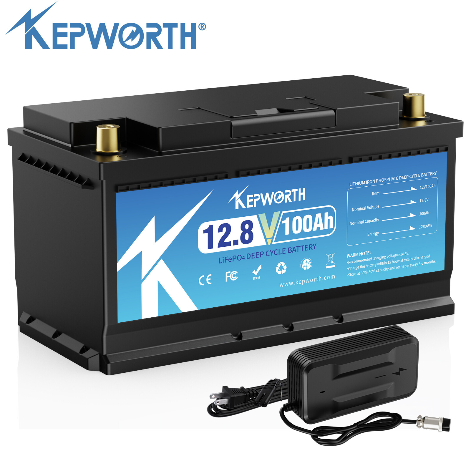 12V 100Ah LiFePO4 Lithium Battery 100A BMS Deep Cycles Solar RV Off-grid+Charge