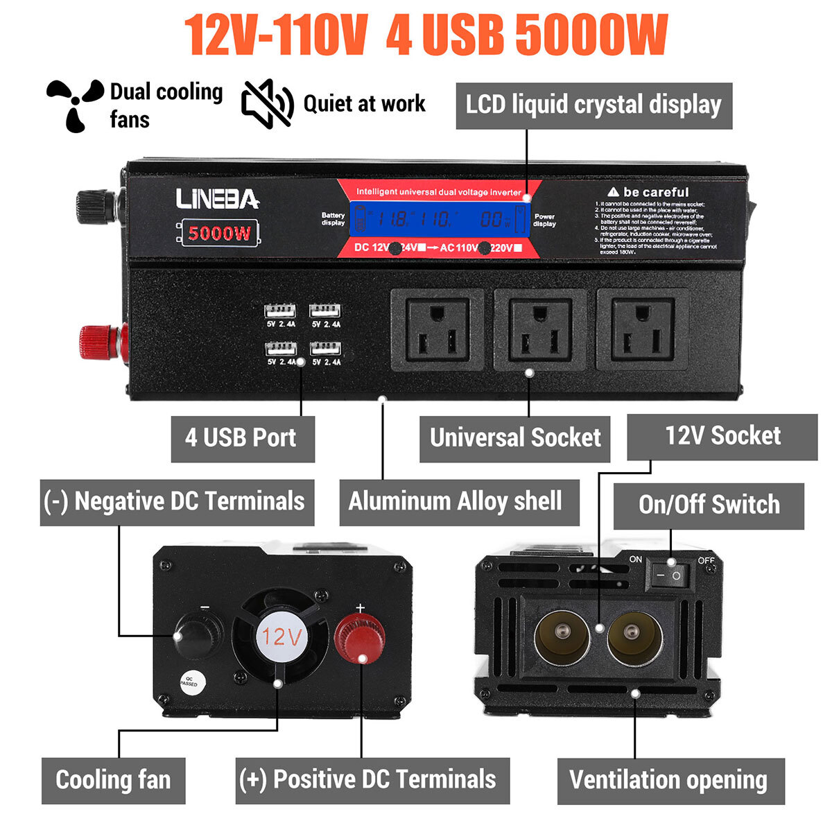 400W 12V Flexible Solar Panel Kit w/Controller & Inverter for RV Camping Rooftop