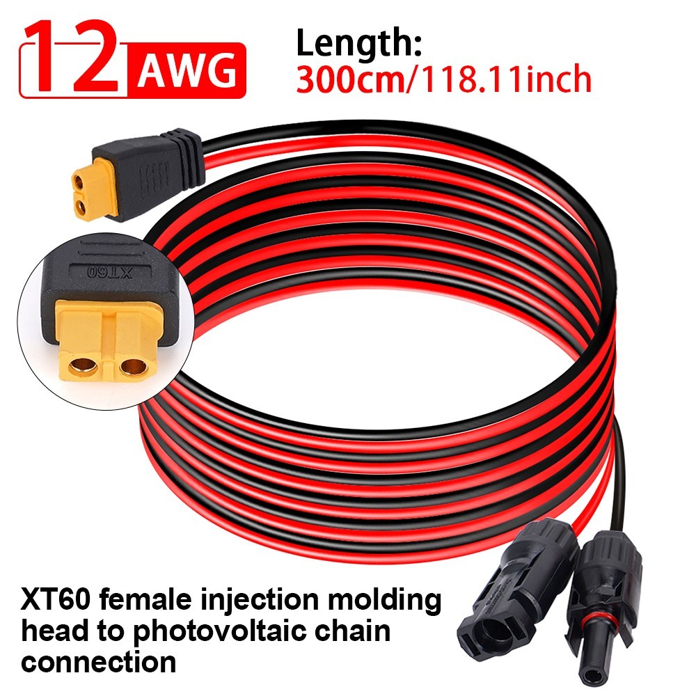 10 ft XT60 Female to Solar Connector Extension Cable Wire for Solar Generator