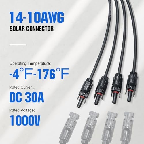 Solar Connectors Y Branch 1 to 4 Parallel PV Adapter Cable Kit for Solar Panels