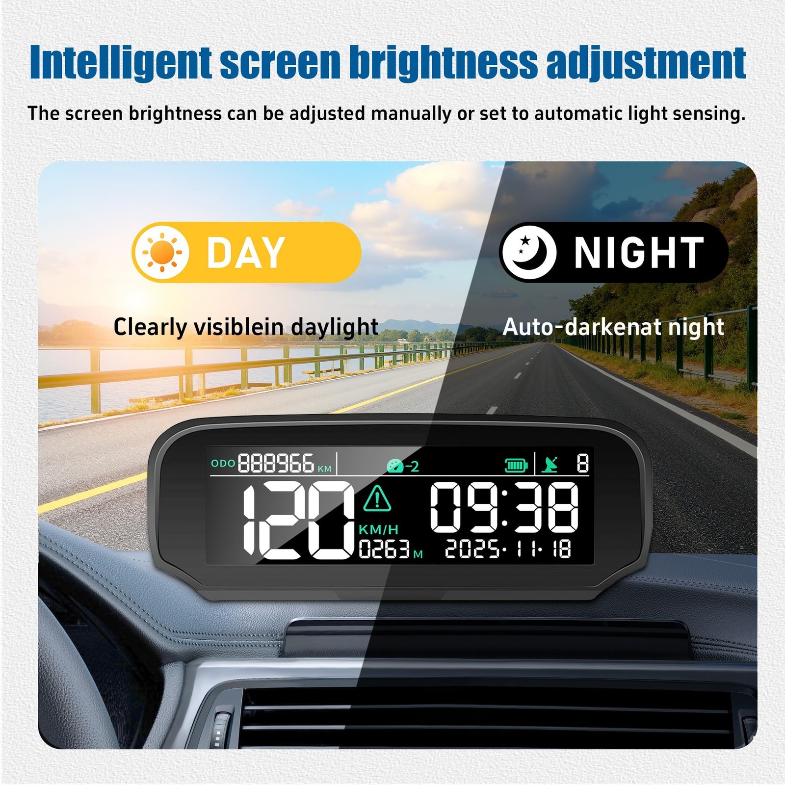 X100 GPS Digital Speedometer MPH for Cars LCD Screen Odometer Withe Overspeed…