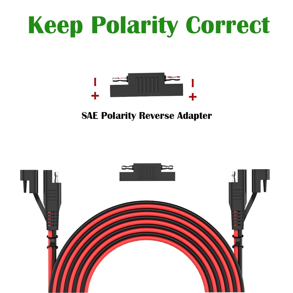 SAE 10FT 16AWG Battery Charger Extension Cord with Quick Disconnect Connector…