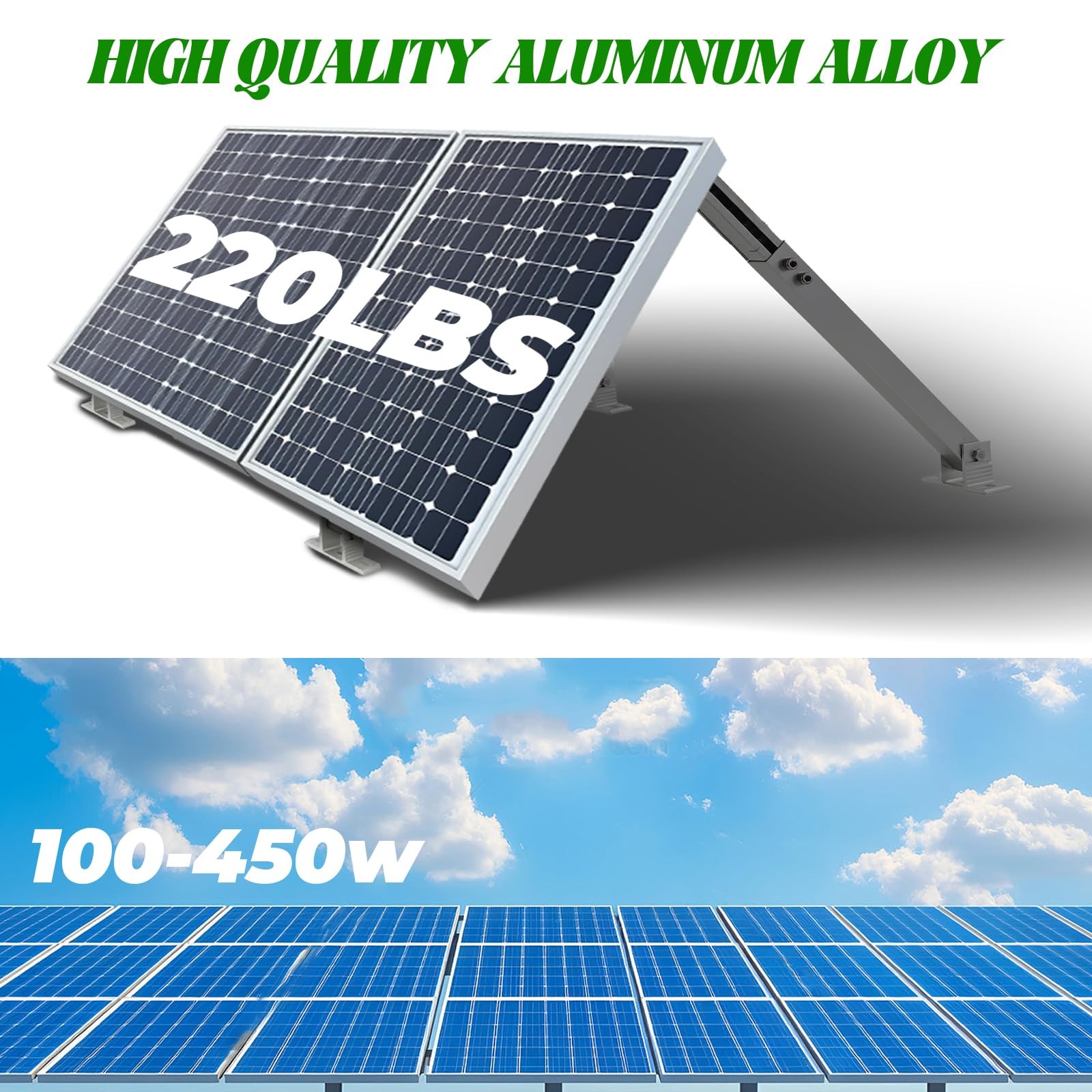 Adjustable Solar Panel Tilt Mount Brackets 14-27in for 100W-450W Panels RV Boat