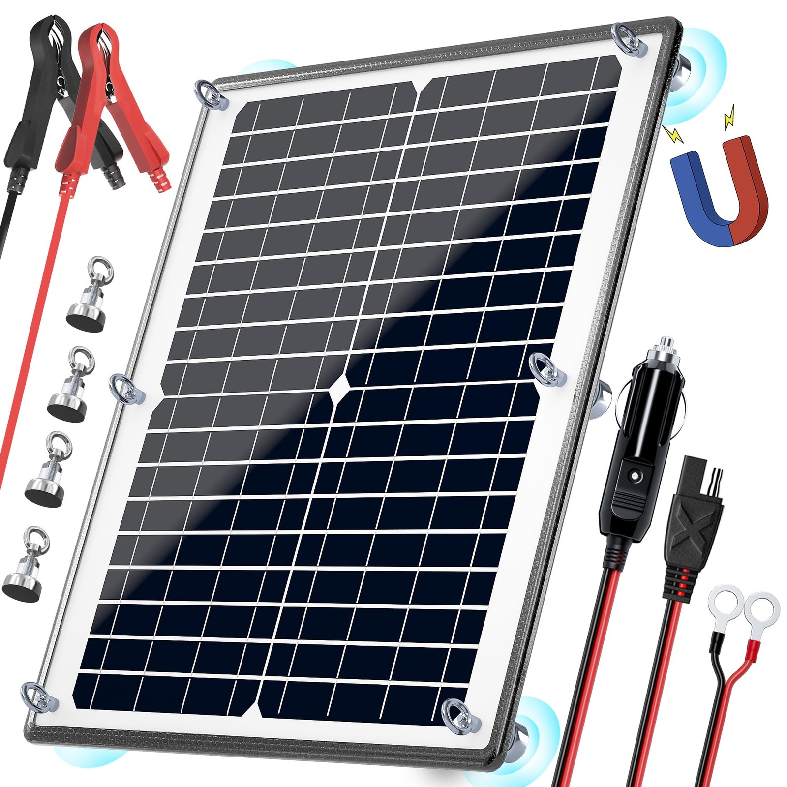 Solar Panel Kit 12v 20w Magnetic + Mppt Charge Controller Waterproof Solar Batte