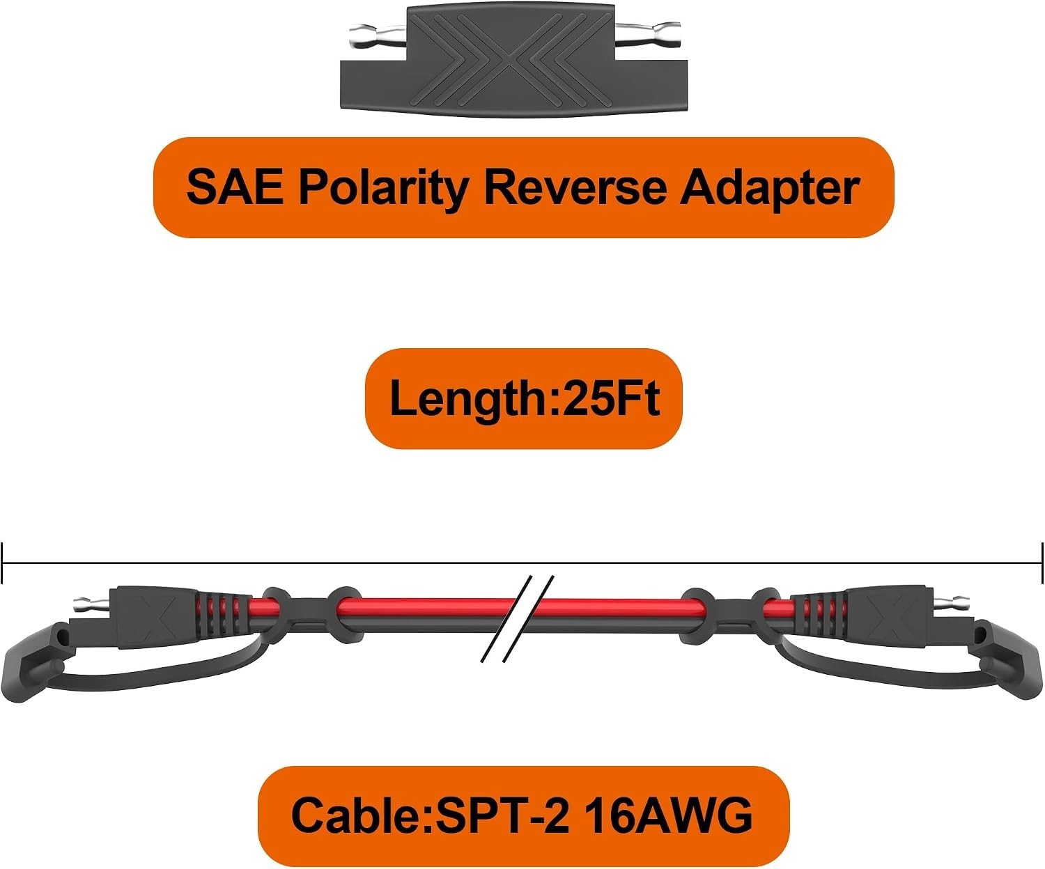 Heavy Duty 3FT SAE Male-to-Male Cable for Safe Solar & Automotive Connections