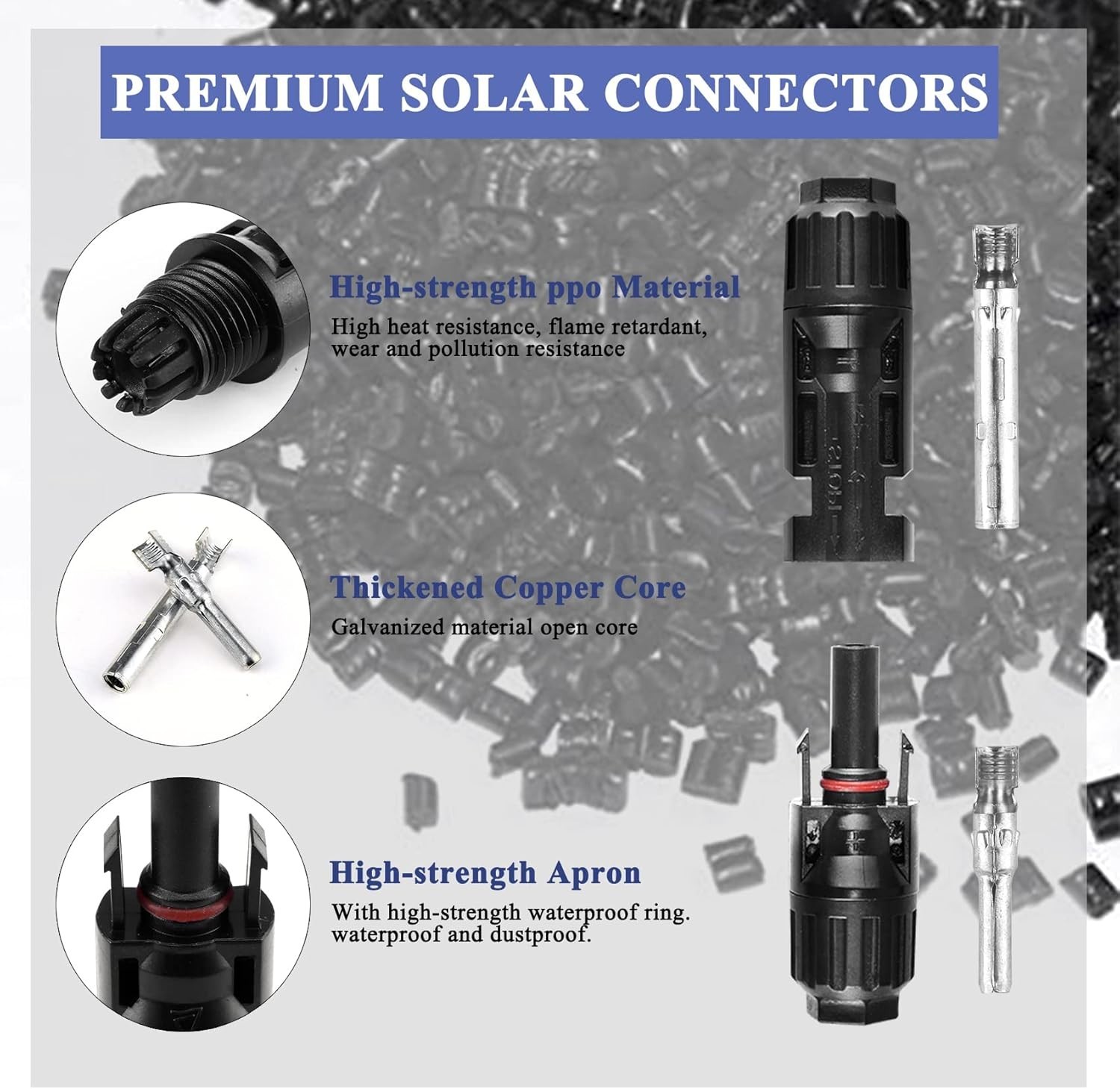 10 Pairs Waterproof Solar Panel Connectors with 2 Spanners for Easy Assembly