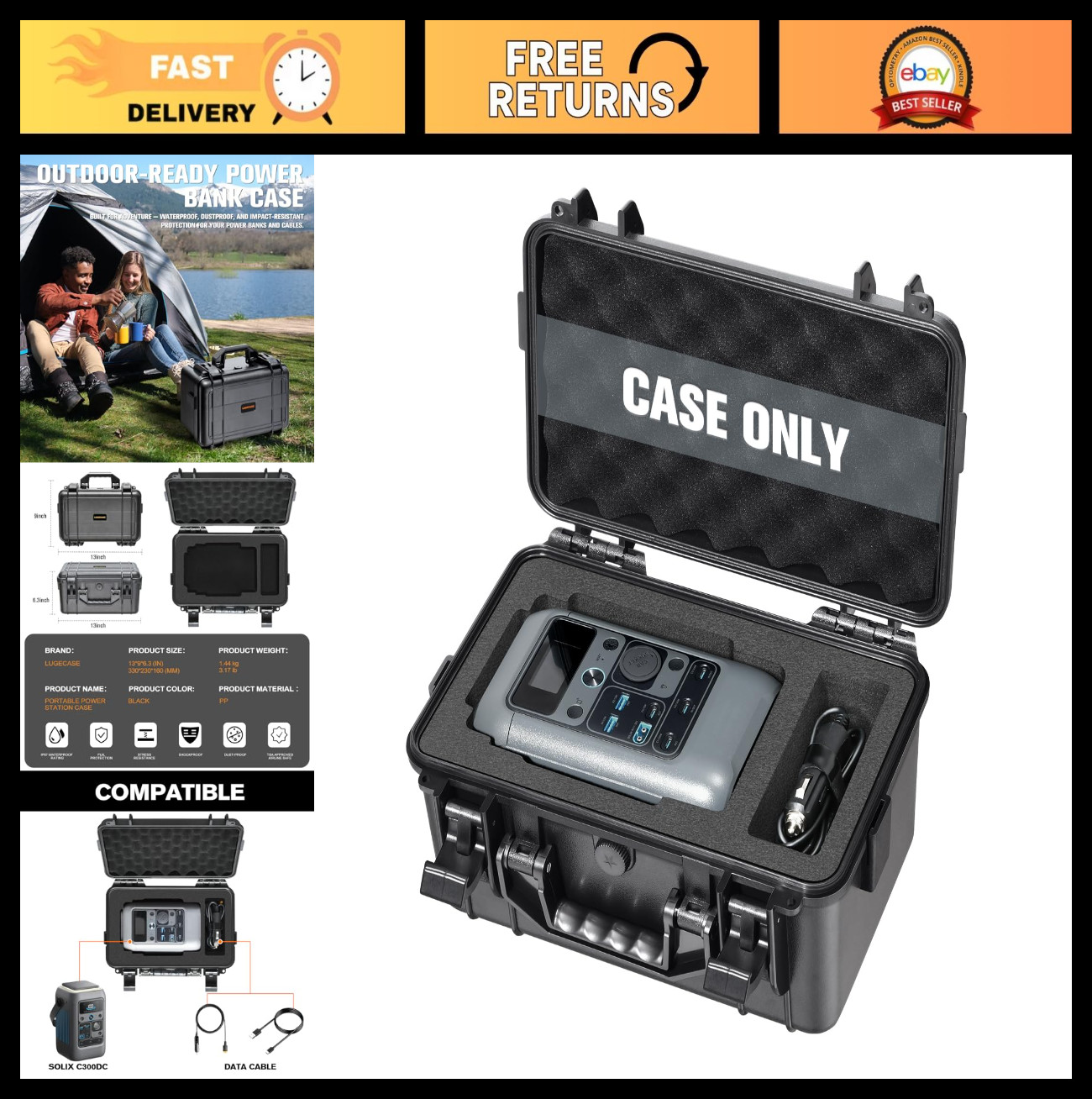 Portable Hard Case for Solar Generator – Waterproof Travel Storage Box for Power