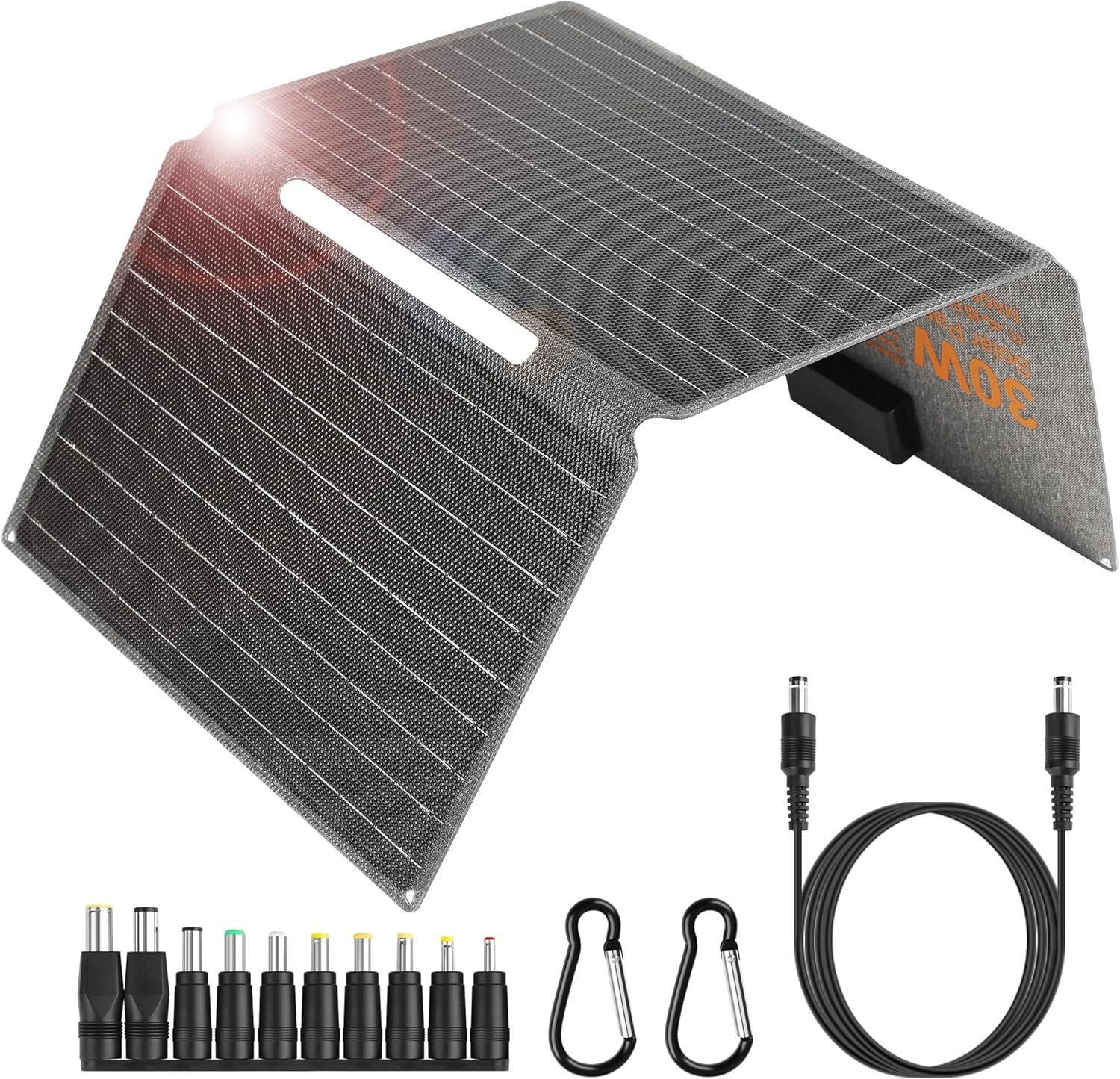 30W Foldable Solar Panel with Type-C USB 3.0 and DC Outputs 23.1% High