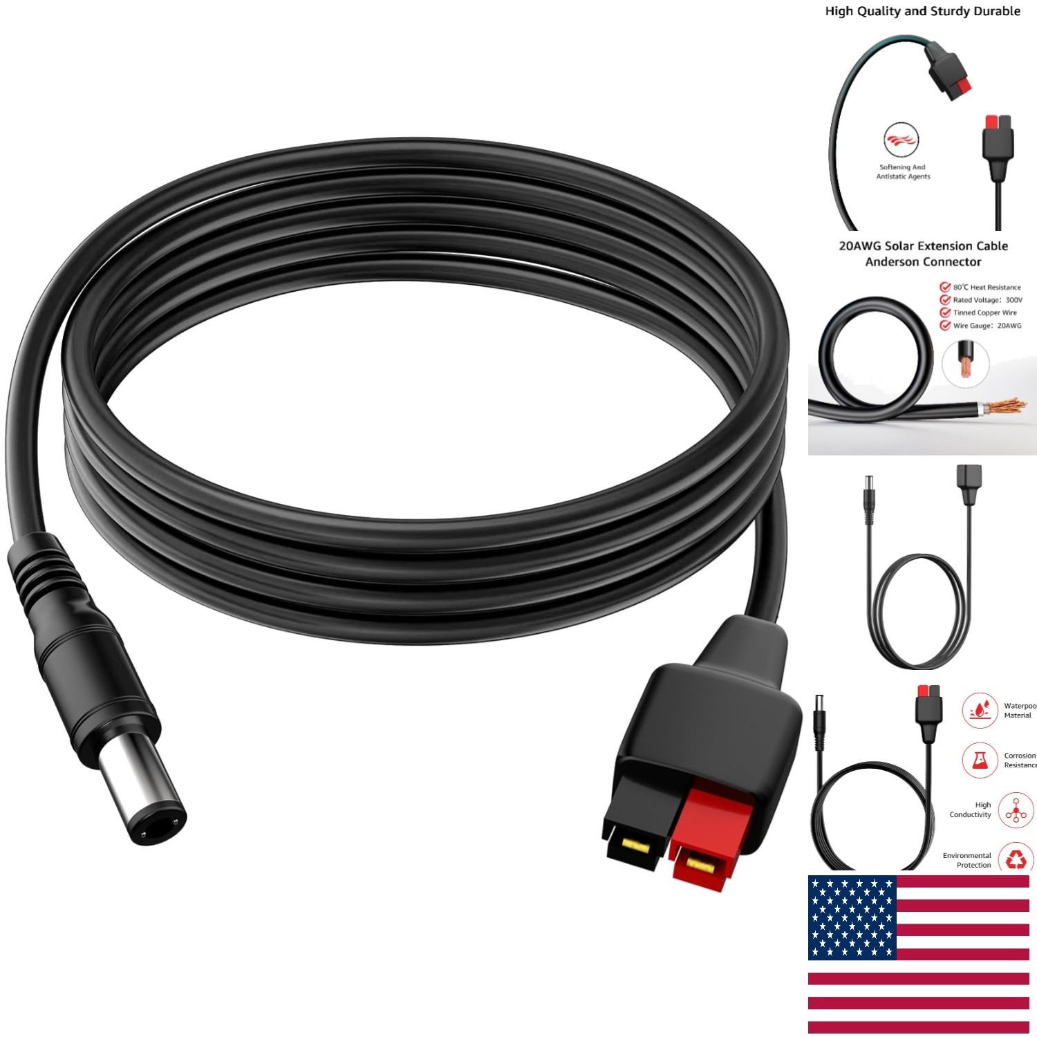 Durable 1.5M Solar Charging Extension Cable with Anderson Connector Technology