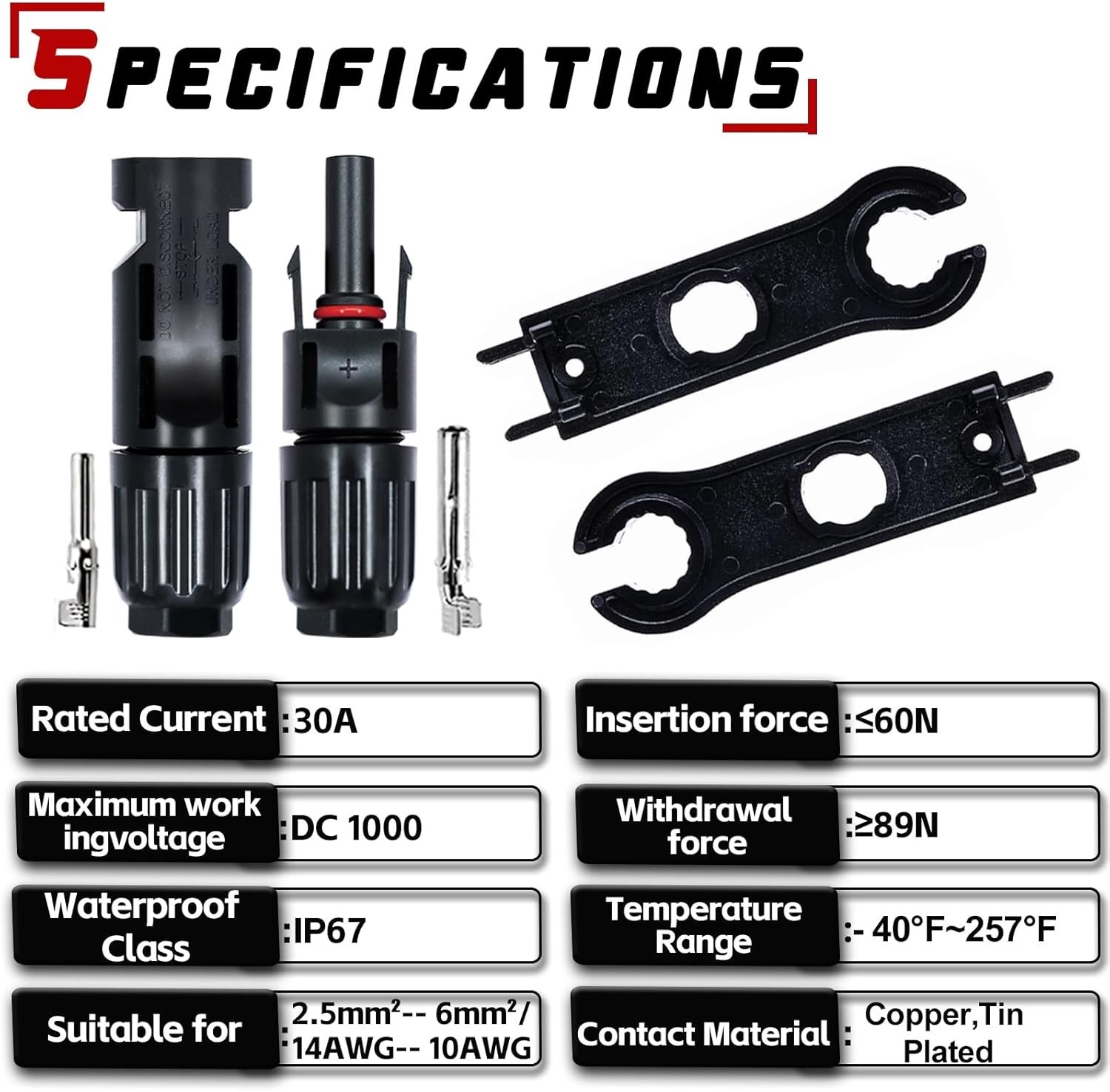 Comprehensive 24 PCS Solar Connector Set with 2 Spanners – Optimal for Any Setup