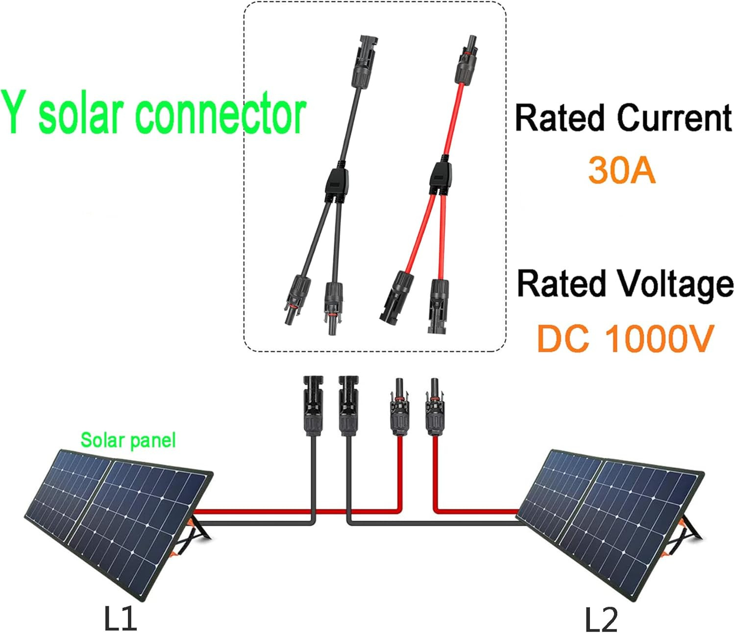 Y Solar Connector 1 to 2 Solar Y Branch Parallel Cable,Solar Male Female Connect