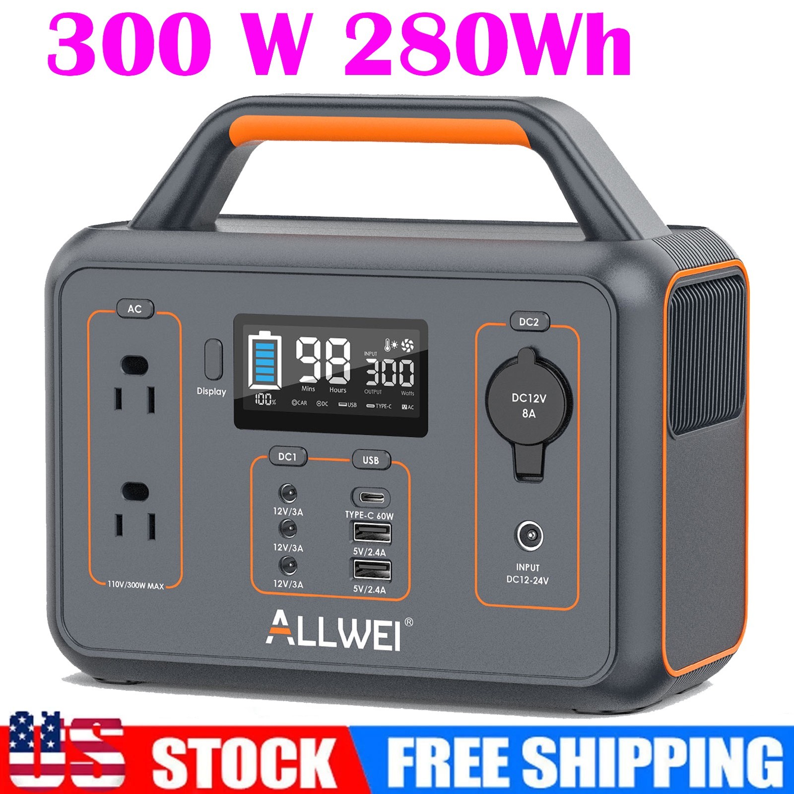300W Portable Power Station 280Wh Solar Generator for Power Outage Backup