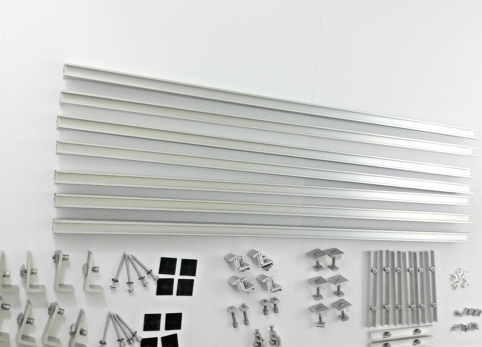 Solar Rail kit for mounting 4 panels with clamps and L brackets
