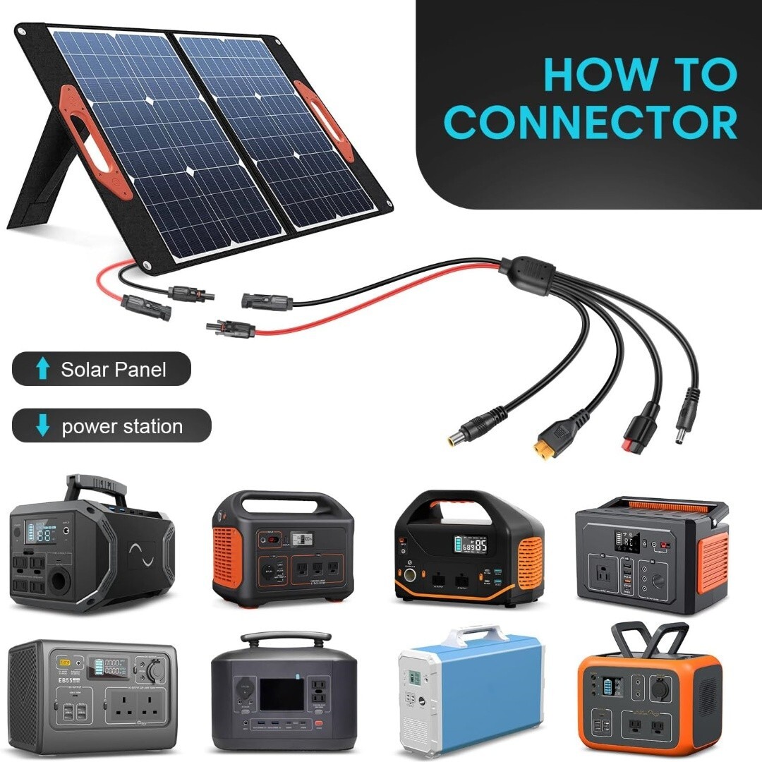4-in-1 Solar Connector Solar Panel Extension Cable Kit For XT60/DC7909/DC5521 US
