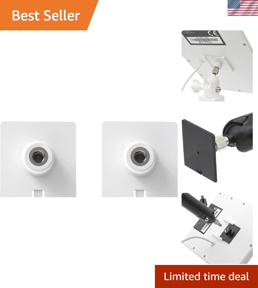 1/4 Inch Threaded Mount Adapter for Ring Solar Panel – 2 Pack, White