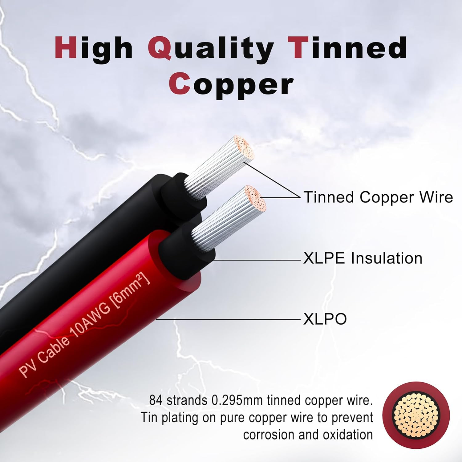 Solar Extension Cable 10AWG 6Mm² 100FT PV Wire 10Gauge SJZSUNRUN Adaptor Panels