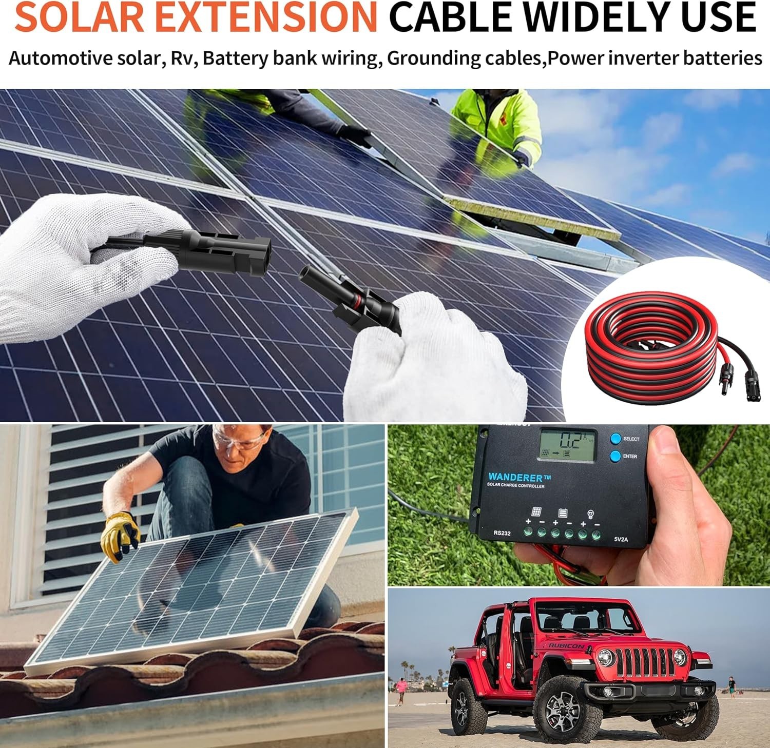 Tinned Copper 12AWG Solar Cable – 20FT Red & Black Pair for Enhanced Efficiency