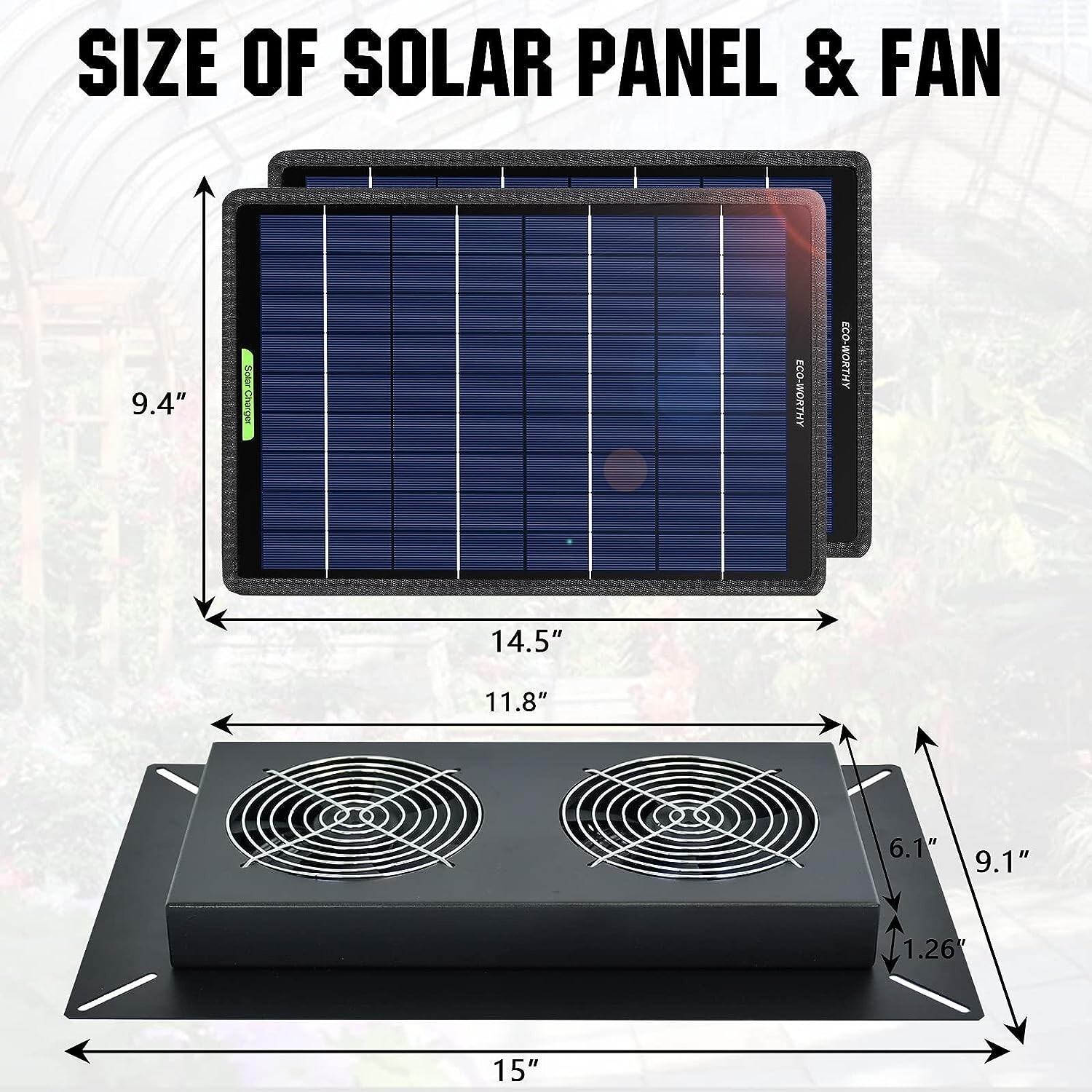 DC HOUSE Solar Waterproof Powered Fan Kit, 2-20W Panels High Speed DC Brushless