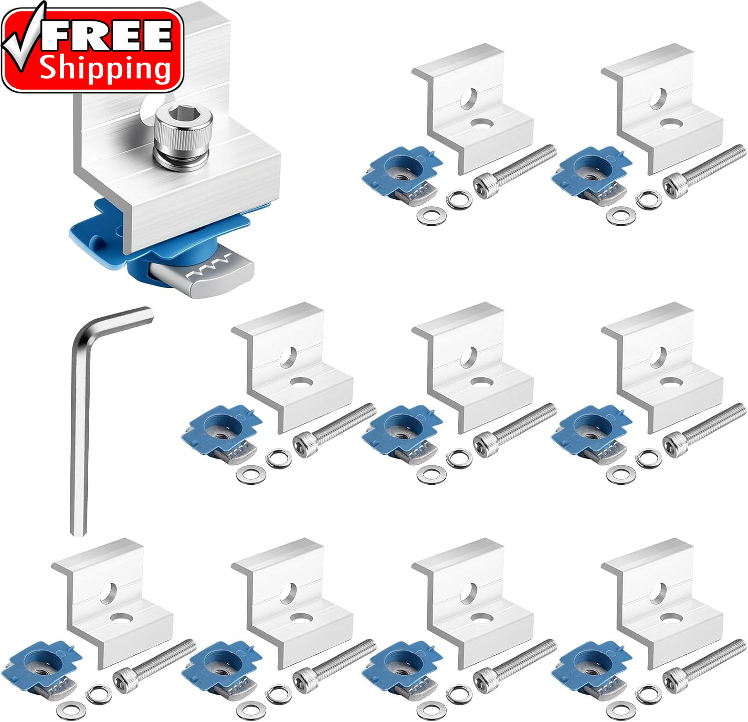 10Pcs Solar Panel End Clamp for Standard Unistrut, Aluminum 30Mm/35Mm Solar Pane