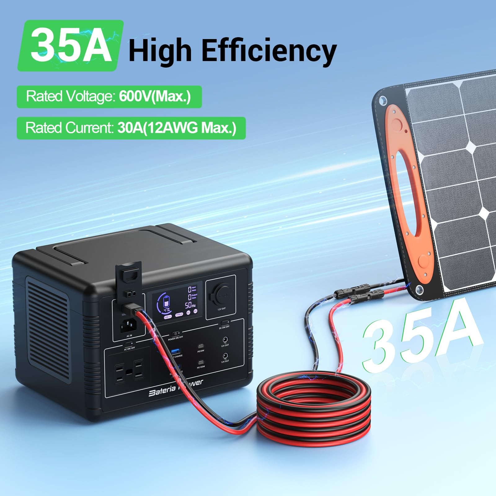 50FT 10AWG Solar Connector to XT60 Adapter Extension Cable, Solar Panel to XT…