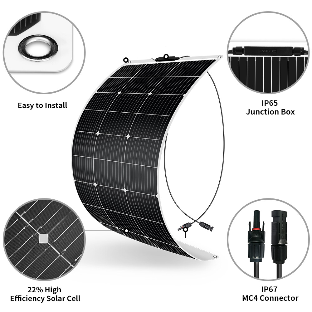 Dokio 200W 12V Bendable Flexible Solar Panel Portable Outdoor Charger For Camper