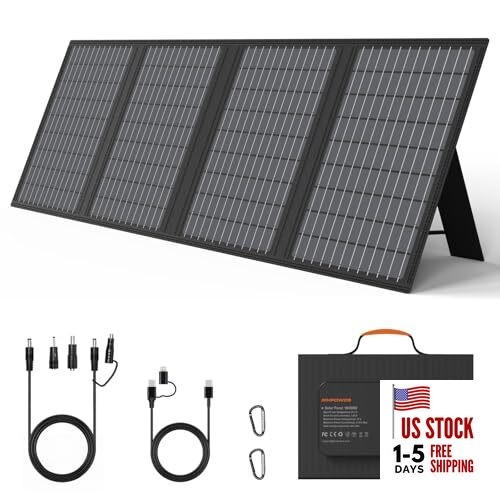 Portable Solar Panels Charger with USB-C, USB-A and DC Outputs Foldable 60W